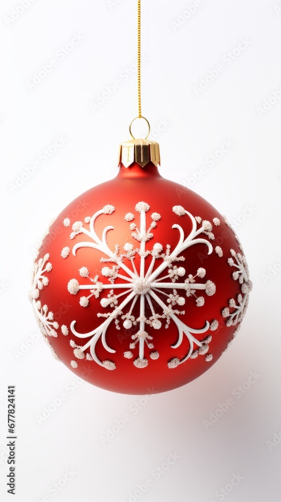 Beautiful red Christmas tree ball close-up, Merry Christmas and Happy New Year, holiday card