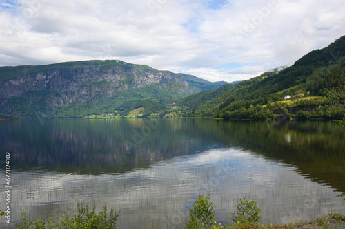 Scenery at lake Granvinsvatnet in Norway. photo