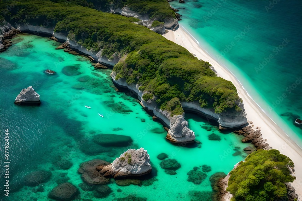 The elegance of a crescent-shaped beach, gently curving around a turquoise bay