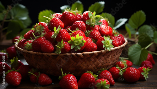 Freshness of ripe strawberry  a healthy summer snack generated by AI
