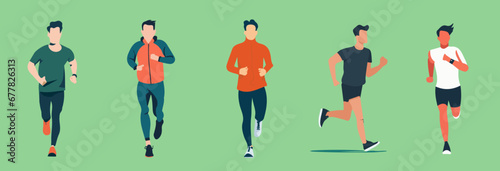 Running Men: Minimalistic Vector Graphics Bundle of Sporty Men in Running Apparel