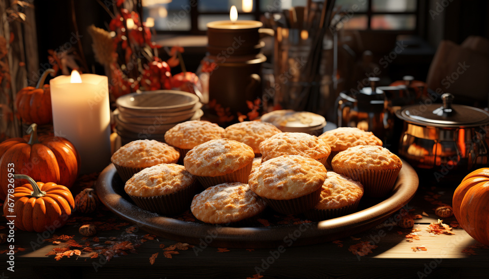 Homemade pumpkin pie, a sweet autumn indulgence generated by AI
