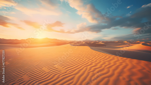 Remarkable photograph of a sandy desert with dune formations  produced using artificial intelligence.