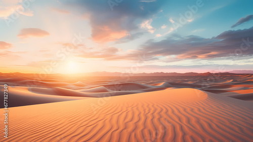 Striking picture of a desert environment with prominent sand dunes, crafted by AI.