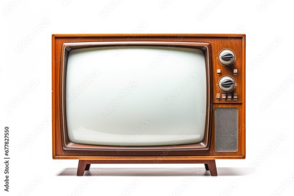 Retro television, old vintage TV isolated on white background
