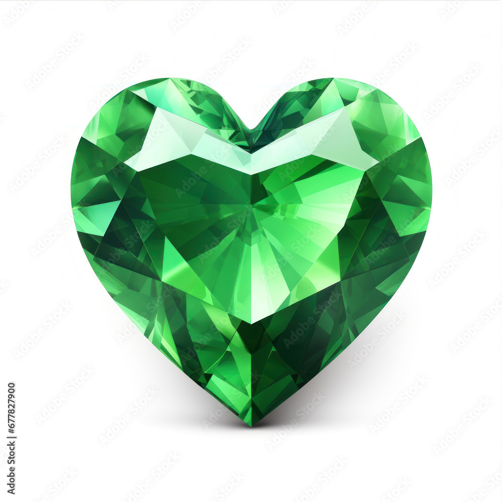 Green diamond heart on white background. Green diamond heart on white background.