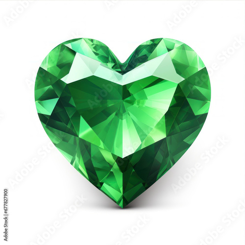 Green diamond heart on white background.