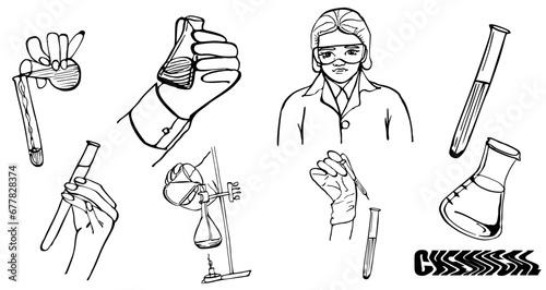 Set about chemical science vector illustration 