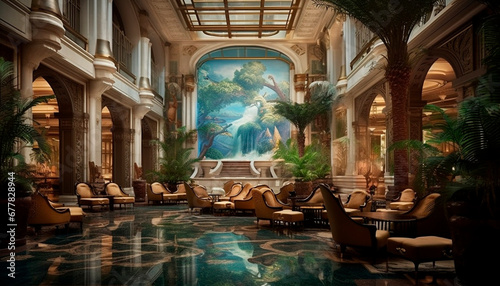 Christianity spirituality illuminated the ancient chapel elegant interior decoration generated by AI