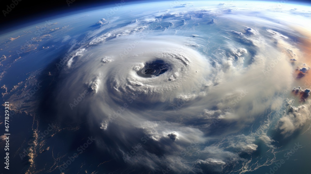 The hurricane and its storm cloud were photographed from space.