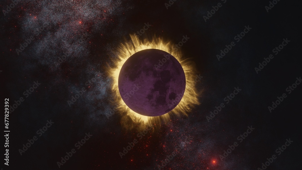 Fototapeta premium View of moon burning in space 3D rendering