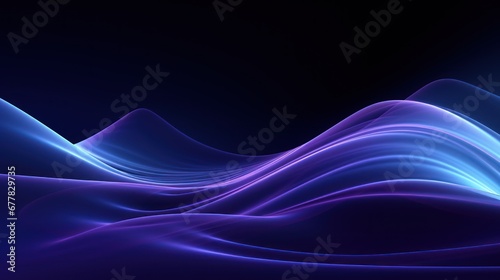Blue wavy lines intertwined with purple streaks flowing across a black backdrop.