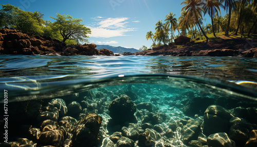 Underwater beauty in nature, fish swim in reef generated by AI © Jemastock