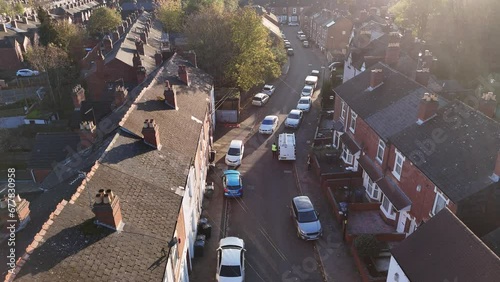 The Streets and Houses of Birmingham in the UK Aerial View