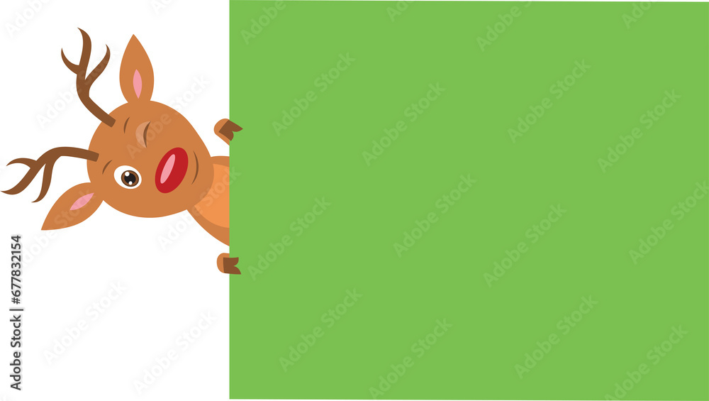 Obraz premium Funny deer holding a green board.