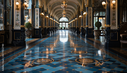 Modern architecture inside a famous place, reflecting elegance and spirituality generated by AI