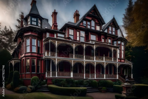 The architectural beauty of a Victorian era home's exterior, showcasing the intricate details and ornate design of the era