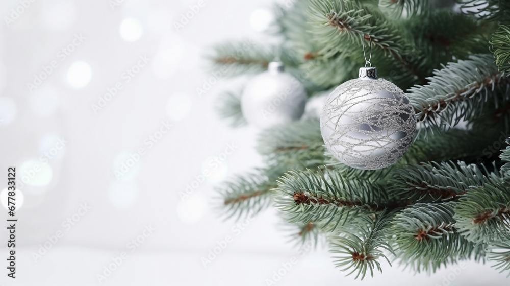 Christmas tree branch decorated with New Year's toys on a white background. Christmas tree branch decorated with New Year's toys on a white background.