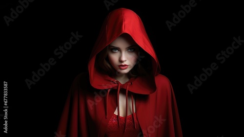 woman dressed up as little red cap carnival costume photo