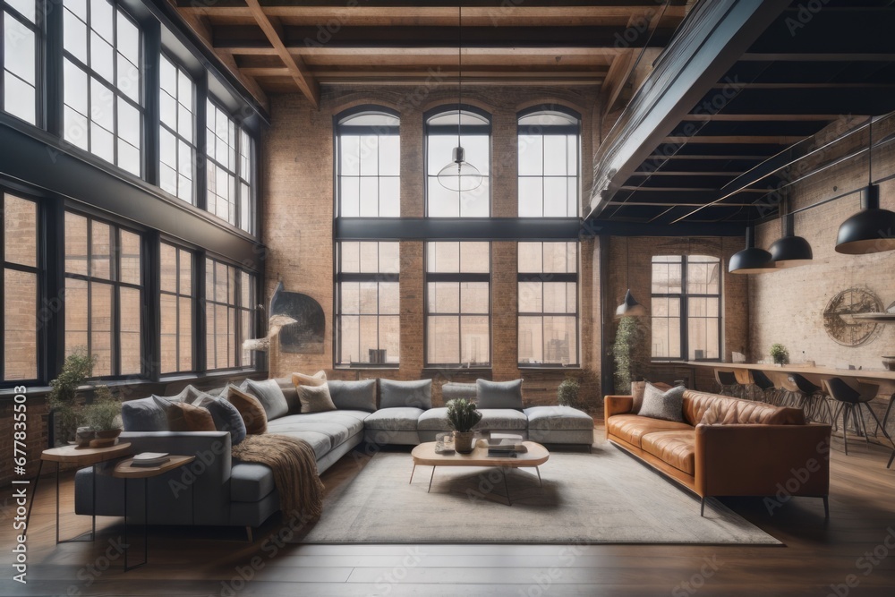 Loft interior design of modern living room Loft interior design of modern living room