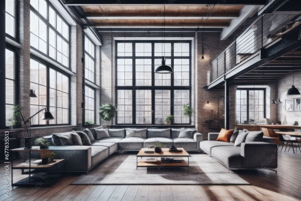 Loft interior design of modern living room Loft interior design of modern living room