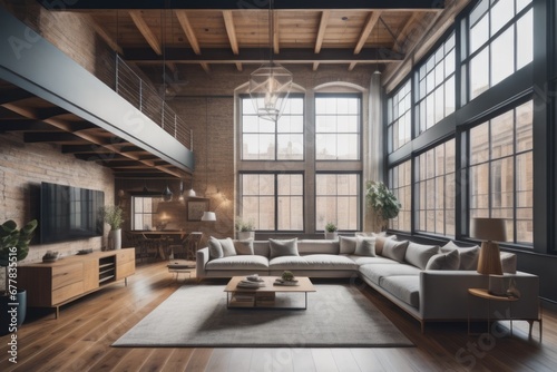 Loft interior design of modern living room