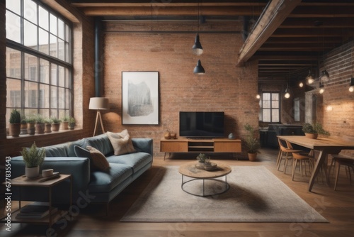 Loft interior design of modern living room