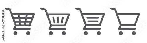 Shopping cart icon set. Cart. Shopping basket symbol. Outline style. Editable stroke. Vector illustration