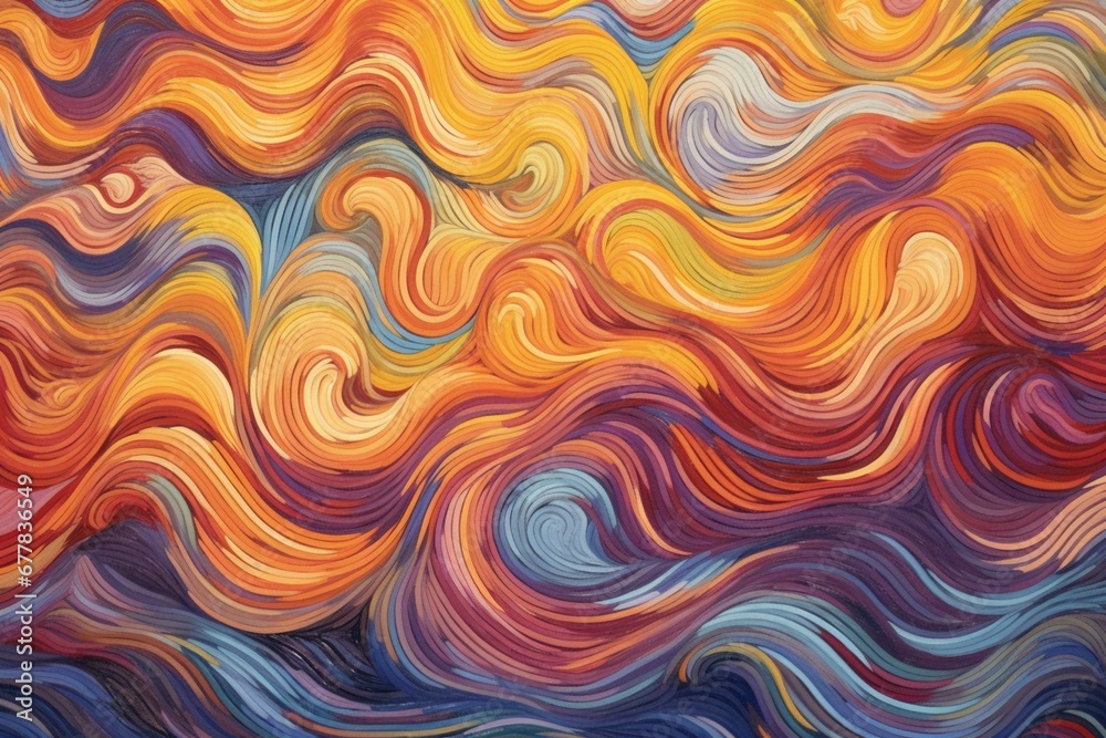 Vibrant texture with waves. Opulent strip. Generative AI