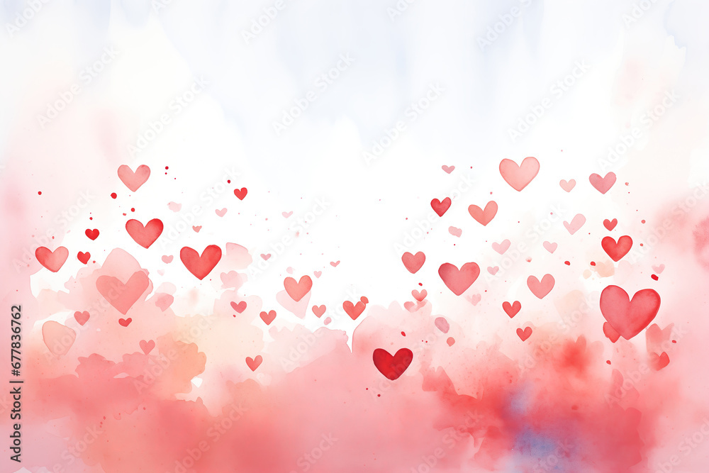 St Valentine's day minimalistic background. Red hearts, watercolor illustration, symbol of love St Valentine's day minimalistic background. Red hearts, watercolor illustration, symbol of love
