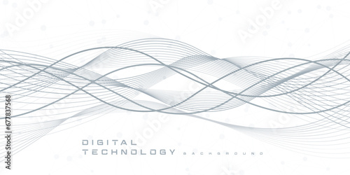 Digital technology futuristic internet network speed connection white background, cyber nano information, abstract communication, innovation future tech data, Ai big data line dot illustration vector