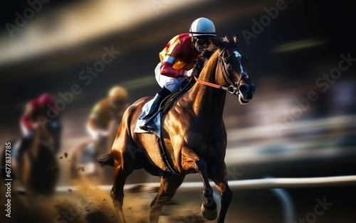 Jockey on a racing horse © piai