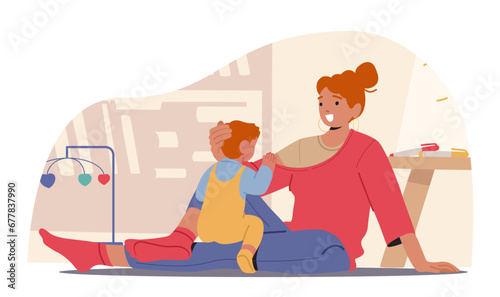 Loving Mother Engages With Her Joyful Baby On The Cozy Floor, Sharing Tender Moments Of Laughter And Affection