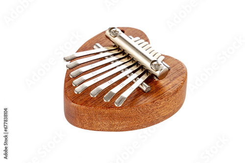 Wooden kalimba mbira acoustic African music instrument isolated on background