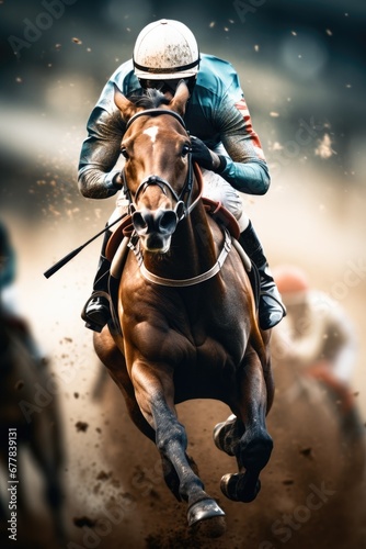 Jockey on a racing horse © piai