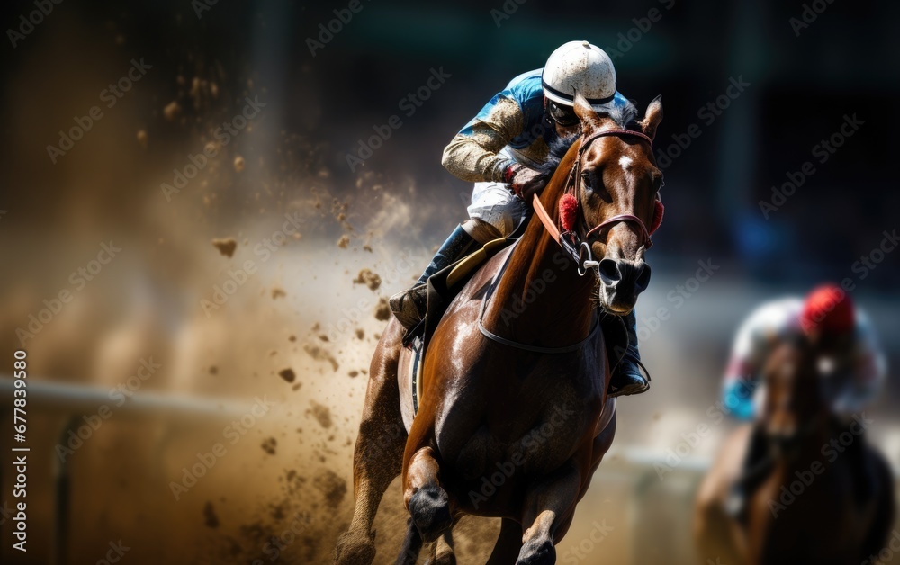 Naklejka premium Jockey on a racing horse