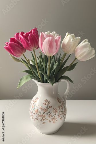 Tulips in vase  didiers tulip  tulipa gesneriana