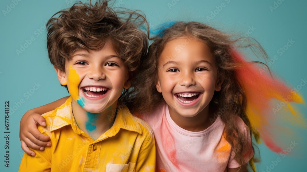 cheerful children, boy and girl on a colored background in the studio, brother and sister, child, kid, toddler, childhood, portrait, face, emotional, expression, joy, friends, happiness, baby, clothes cheerful children, boy and girl on a colored background in the studio, brother and sister, child, kid, toddler, childhood, portrait, face, emotional, expression, joy, friends, happiness, baby, clothes