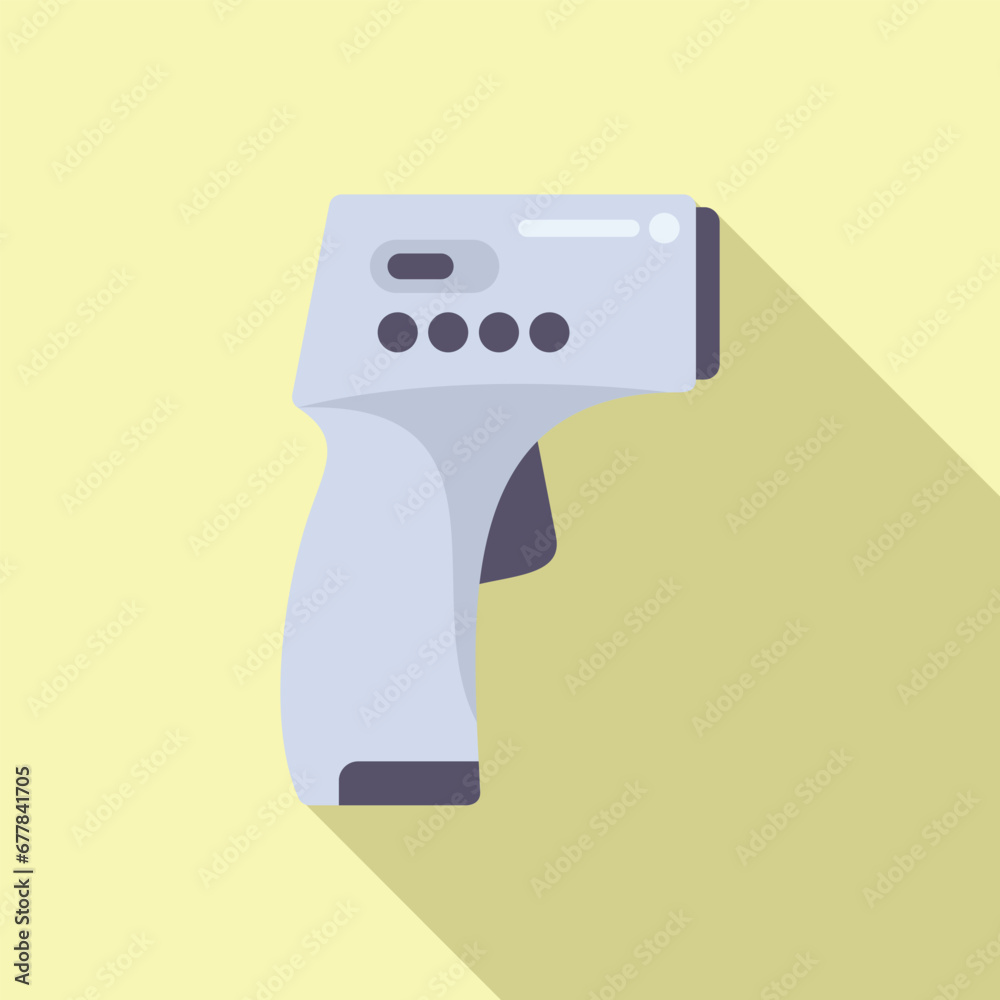 Laser thermometer test icon flat vector. Check device gun. Heat scan distance Laser thermometer test icon flat vector. Check device gun. Heat scan distance