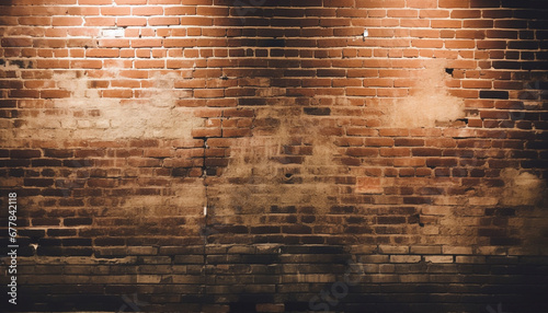 Abstract pattern of weathered brick wall creates grungy backdrop generated by AI