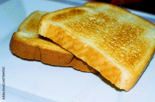 toasted golden two slices of bread