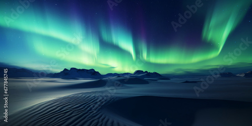 beautiful landscape with northern lights