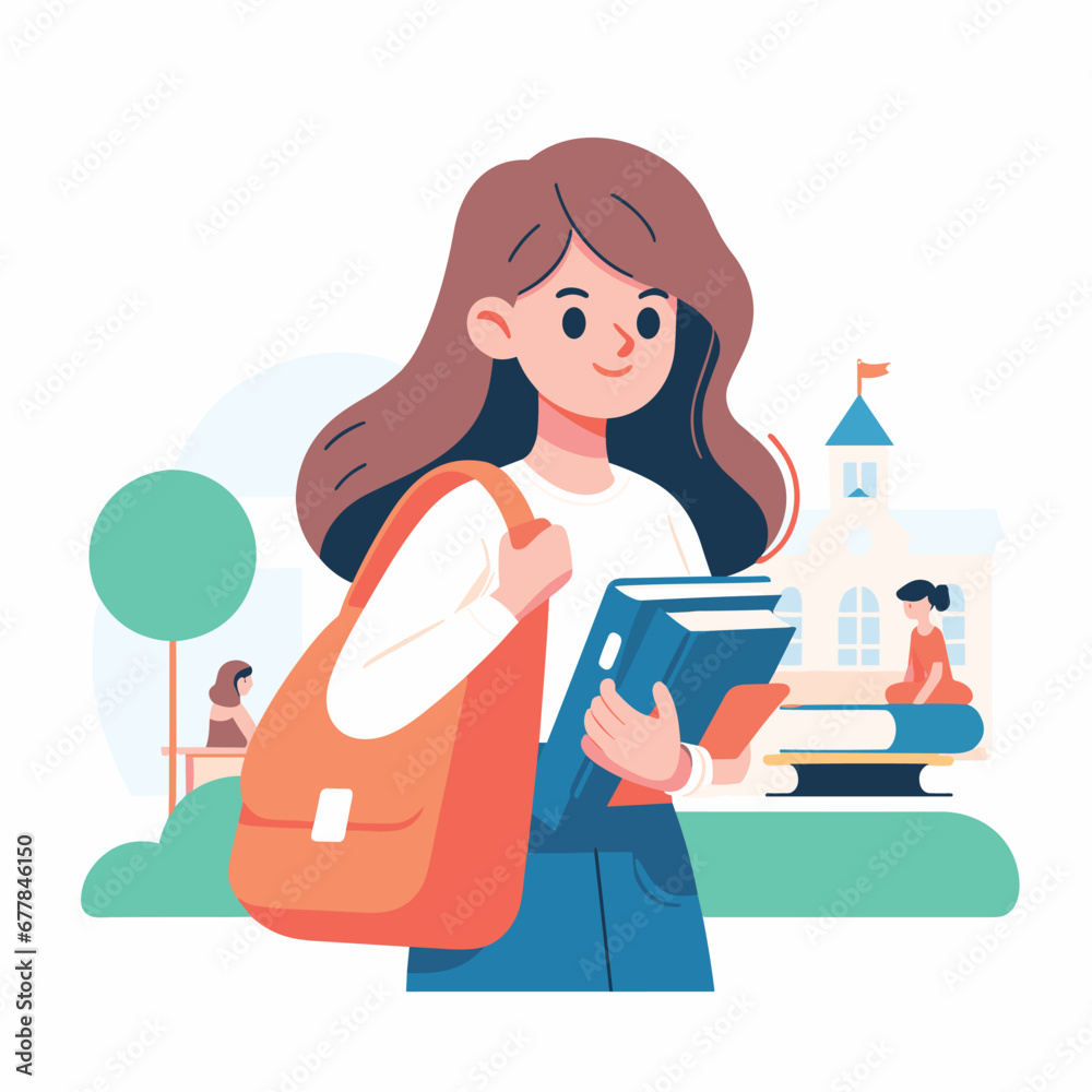 high school concept vector illustrations on white background high school concept vector illustrations on white background