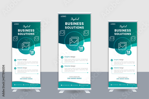 Corporate rollup banner template, roll-up banner stand template design, advertisement, pull-up, Vertical roll-up template billboard, banner and display banner, Poster for conference, forum, shop