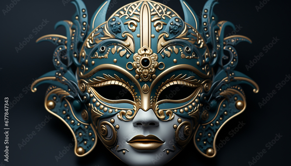 Golden mask, symbol of elegance and mystery generated by AI