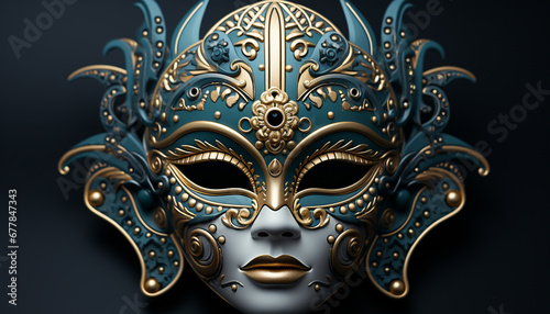 Golden mask, symbol of elegance and mystery generated by AI © Jemastock