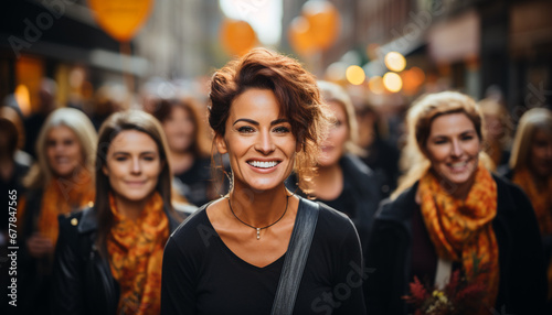 A group of young adults smiling and walking generated by AI