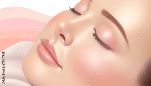 Beautiful young woman with smooth skin and closed eyes relaxing generated by AI