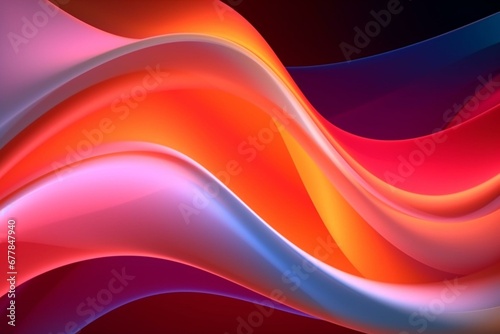 Dynamic neon light background with vibrant red  orange  and white curves. Realistic 3D visual. Generative AI