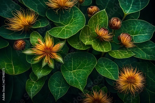 A detailed image focused on the intricate beauty of a flourishing plant  its textures and colors  a world of natural wonder  creating a visually stunning and thriving botanical portrait .